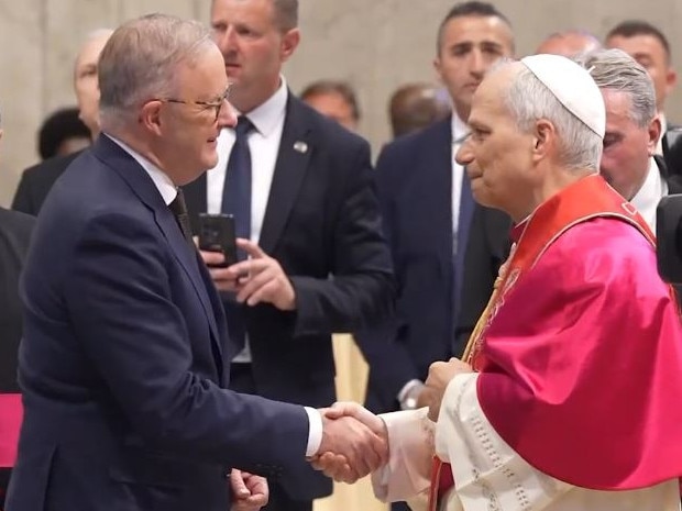 Prime Minister Anthony Albanese meets with Pope Leo XIV after his Inauguration. Picture: PMO