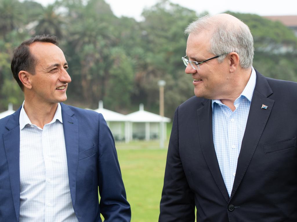 A lot is at stake for Prime Minister Scott Morrison and Liberal Party candidate Dave Sharma. Photo: Monique Harmer