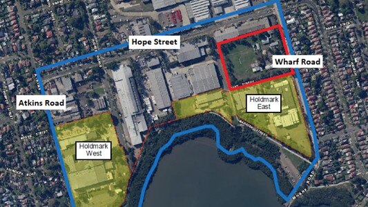 The yellow spots are earmarked for development while the red zone is where Melrose Park Public School stands.