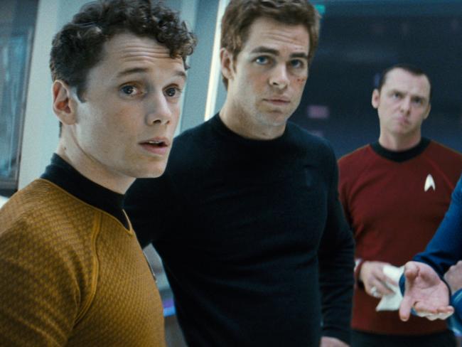 Anton Yelchin (left) in a scene from 2009 film Star Trek. Picture: Supplied