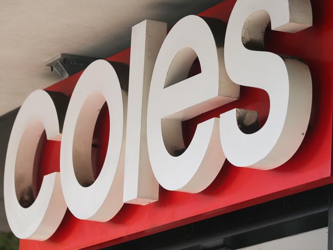 SYDNEY, AUSTRALIA -  Newswire Photos MARCH 14 2023 - A general view of a Coles supermarket sign in Sydney as the Cost of living continues to rise. Picture: NCA Newswire / Gaye Gerard.