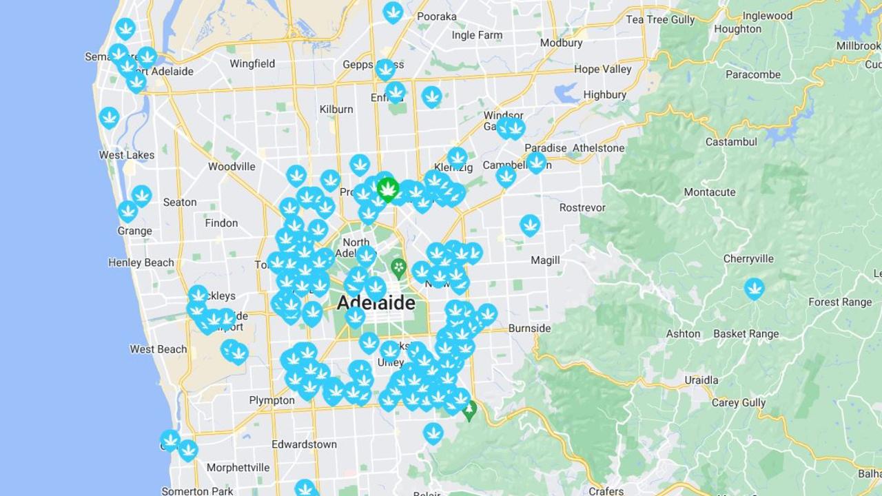 A map from LeafedOut.com showing buyers across Adelaide and South Australia. Picture: Supplied