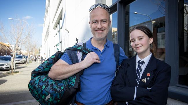 Pulteney Grammar School parent Mark Perkins and daughter Sophie. Picture: Emma Brasier