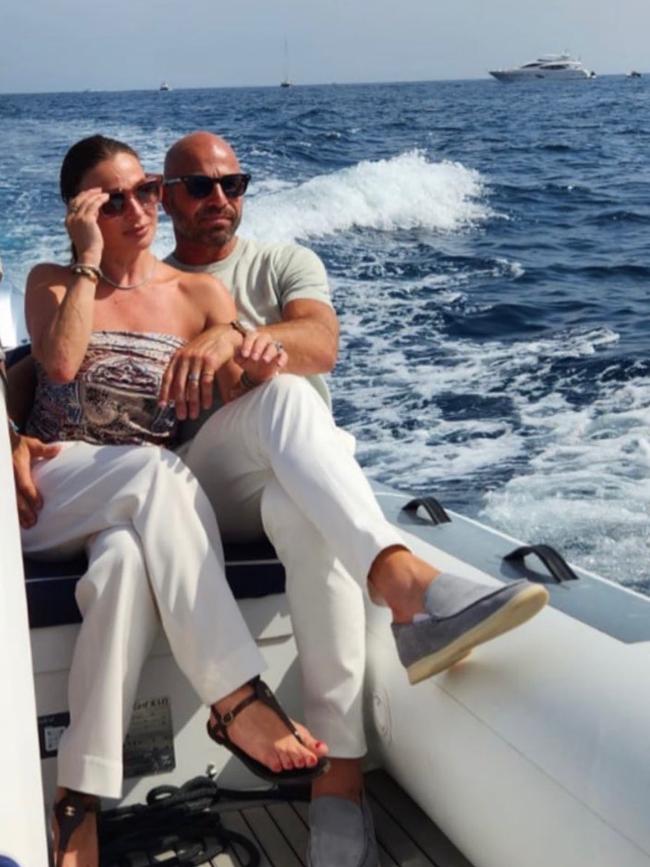 Litsa and Nicholas Stavropoulos relax on a yacht. Picture: Instagram