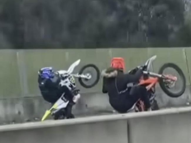 Dirt bike riders were filmed driving dangerously in Melbourne on Sunday. PIcture: Jacquie Felgate