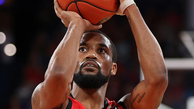 PERTH, AUSTRALIA - DECEMBER 01: Bryce Cotton of the Wildcats shoots a free throw during the round 10 NBL match between Perth Wildcats and New Zealand Breakers at RAC Arena, on December 01, 2024, in Perth, Australia. (Photo by Paul Kane/Getty Images)