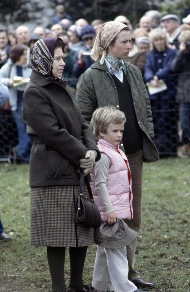 Queen Elizabeth II, Peter Phillips and HRH Princess Anne at the Badminton Horse Trials on 16th April 1983. Picture: Jayne Fincher/The Fincher Files/Popperfoto via Getty Images