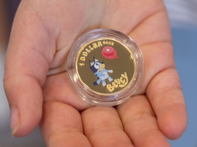 In the tube sets of the Bluey Dollarbuck coins, one in 10 will have the highly-sought after coloured coin. Picture: Supplied