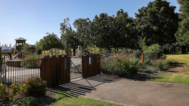 The pond is near a large playground at Footscray Park. Picture: Ian Currie