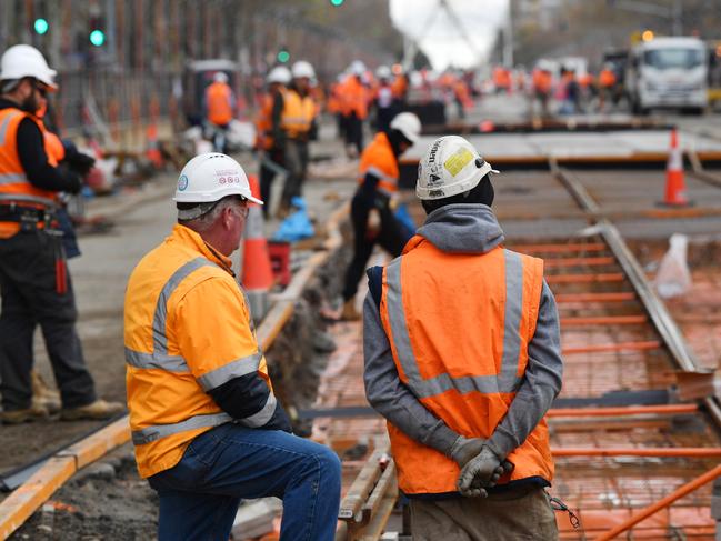 A generic view of a road works site in central Adelaide, Thursday, July 18, 2019. Australia's unemployment rate remained at a seasonally adjusted 5.2 per cent in June, in line with expectations. (AAP Image/David Mariuz) NO ARCHIVING