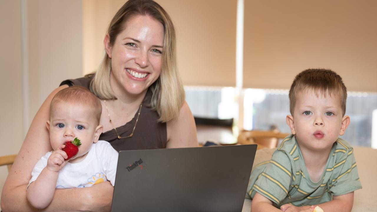 Katherine Downing, pictured with sons, James, 3, and Henry, 9 months, says she understands why time-poor parents are looking for good health information. Picture: Tony Gough