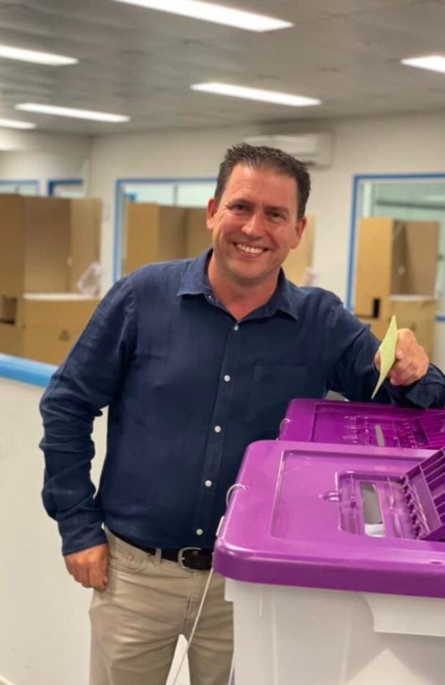 Labor candidate for Flynn Matt Burnett voting at pre-poll earlier in the week.