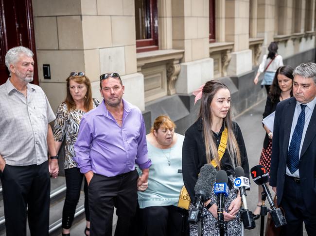 Abbey Forrest’s family called for justice in Hayes’ sentence. Picture: Jake Nowakowski