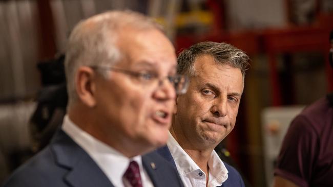 Prime Minister Scott Morrison in the seat of Gilmore with The Hon Andrew Constance. Picture: Jason Edwards