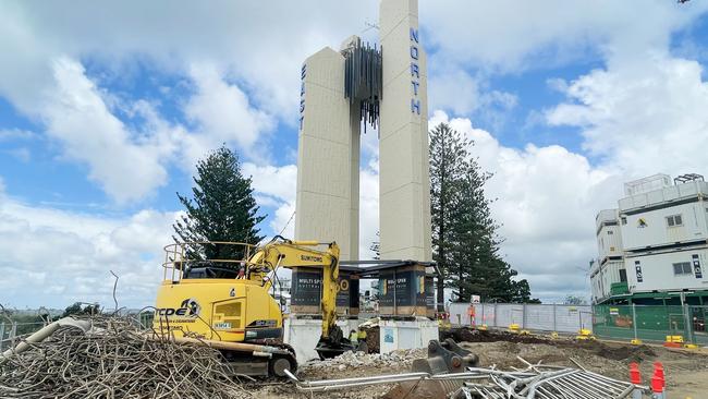 The Point Danger lookout renovation is underway on the QLD/NSW border at Coolangatta. Picture Glenn Hampson