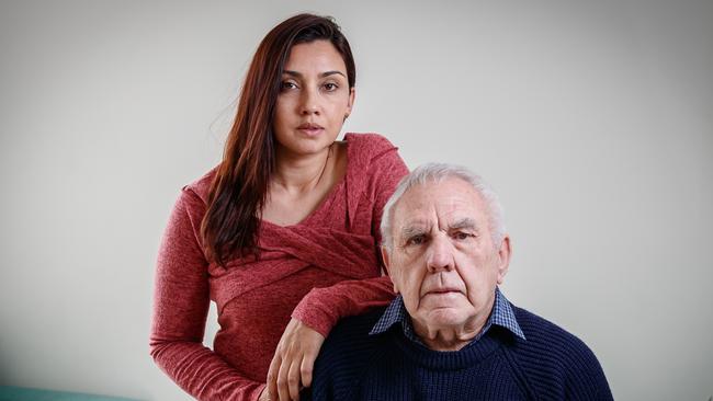 Frank Jenkins and daughter Jen Bowen, the husband and daughter of Annapuranee 'Anna' Jenkins, who disappeared in Malaysia in December. Picture: Matt Turner