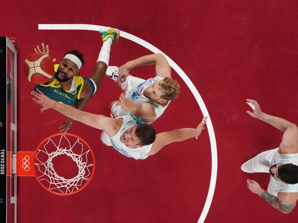 Patty Mills drives the Boomers towards an historic Olympic medal. Picture: AFP