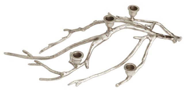 Bring Scandi style to your next dinner party. Branch shaped candlestick 53cm high in antiqued metal, $39.95