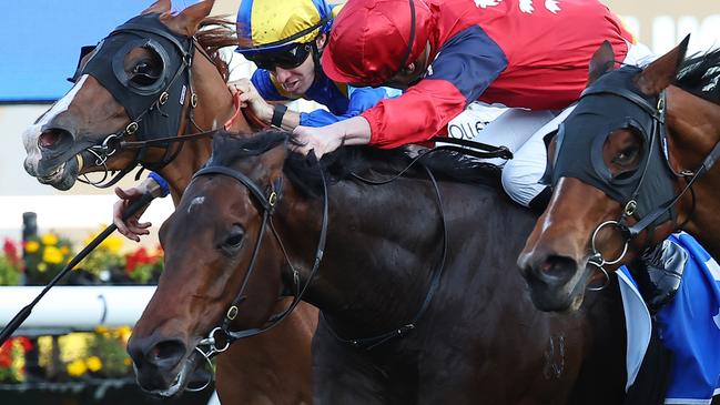 SYDNEY, AUSTRALIA - AUGUST 10: James McDonald riding Schwarz wins Race 8 Darley Missile Stakes during Sydney Racing at Royal Randwick Racecourse on August 10, 2024 in Sydney, Australia. (Photo by Jeremy Ng/Getty Images)