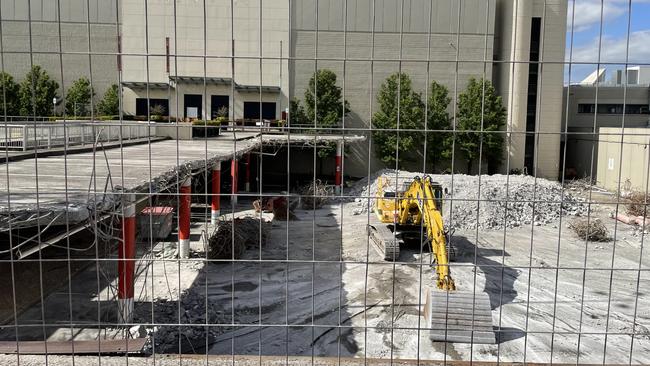 Construction has begun outside the former Myer store.