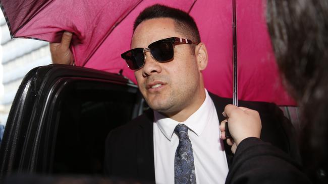 Jarryd Hayne arrives at Newcastle Court to be sentenced on sexual assault charges