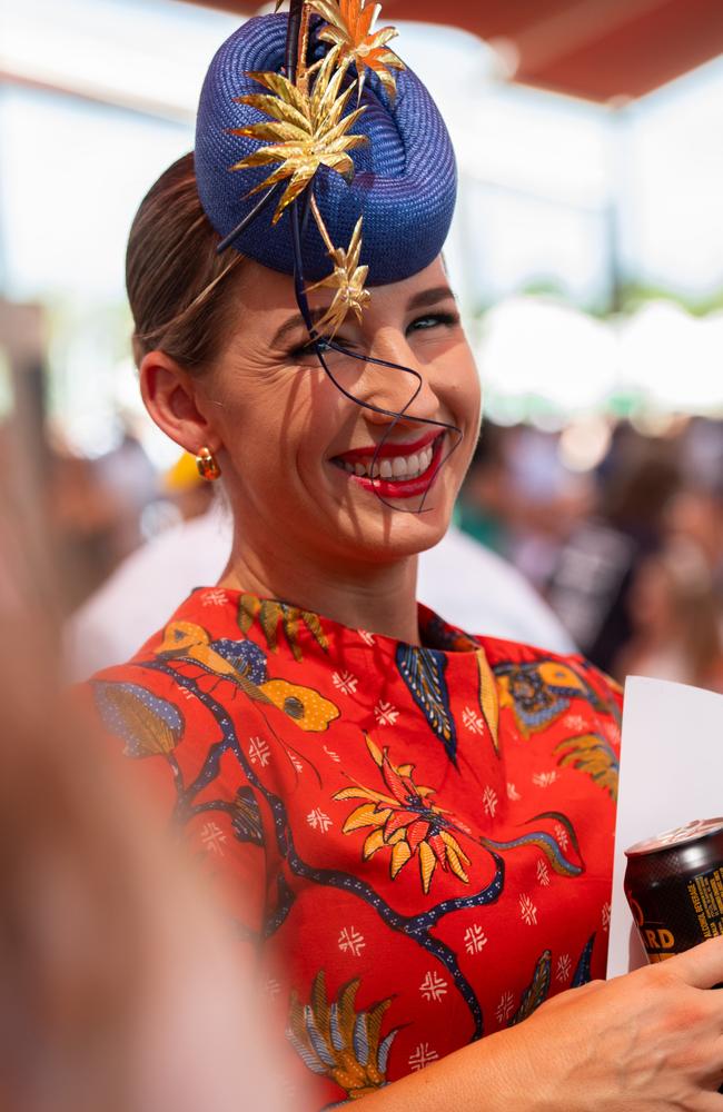 Rachel Barz at the 2024 Darwin Cup Carnival Fashions on Field. Picture: Pema Tamang Pakhrin