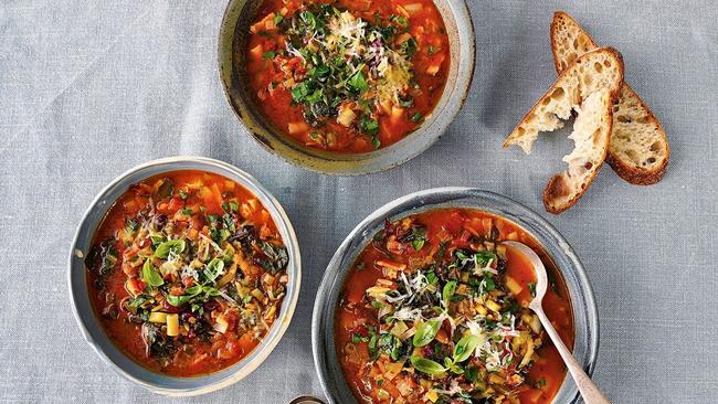 Minestrone soup uses up lots of vegetables.