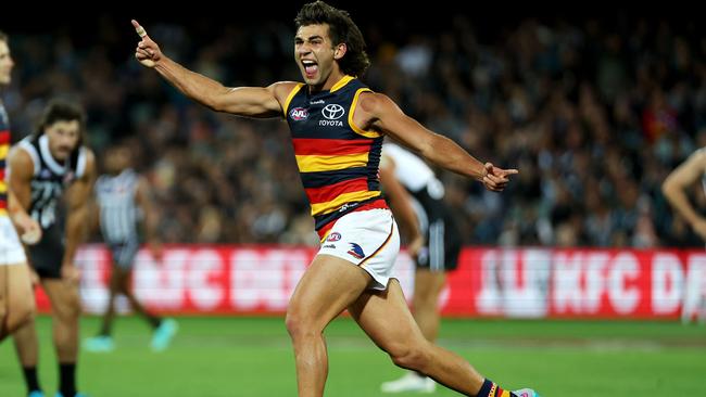 Josh Rachele has been exceptional for Adelaide, spending more time through the midfield this year. Picture: Getty Images