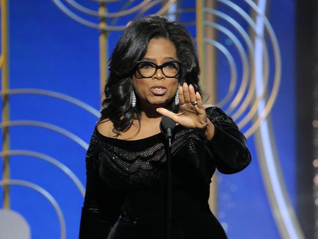 Oprah Winfrey accepting the Cecil B. DeMille Award. Picture: AP