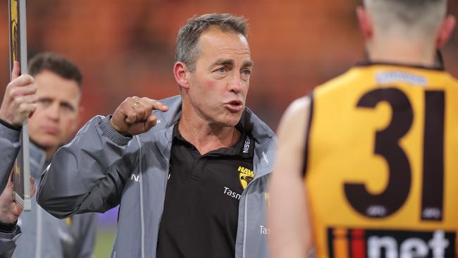 Hawthorn coach Alastair Clarkson had no answer to Collingwood’s onslaught on the weekend. Picture: Getty Images