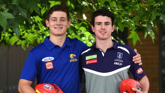 Brothers Hamish (West Coast) and Andrew Brayshaw (Fremantle). Picture: David Smith