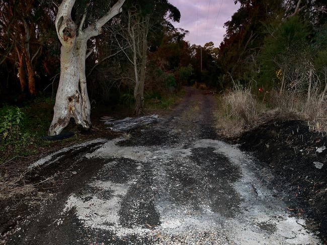 The scene where Mark Easter’s body was found by council workers on Friday morning. Picture: Troy Snook