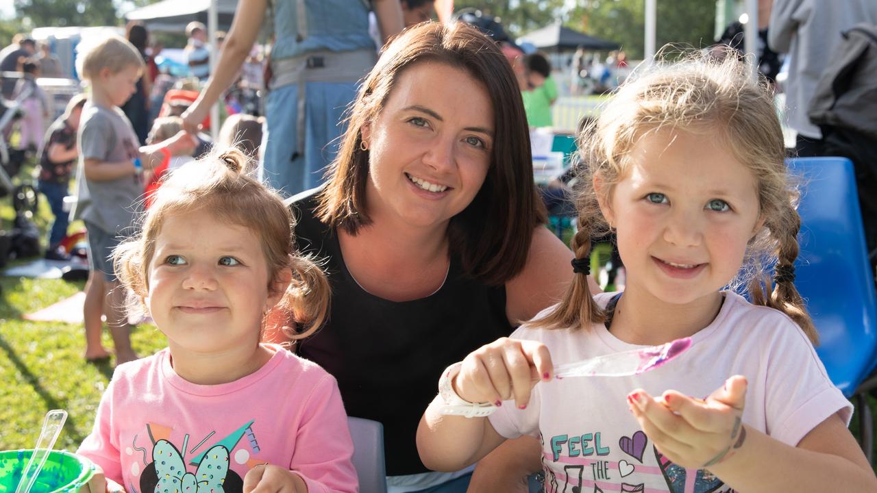 Ava, Sarah and Mia Cannon, of Ferny Hills, at Hills Carnivale. Picture: Dominika Lis