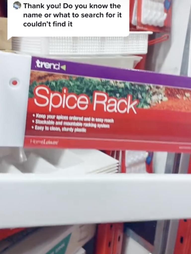 At $13.95 the spice rack shelf is a cheap solution to limited space under the sink. Picture: TikTok/@organisedhouseboss.