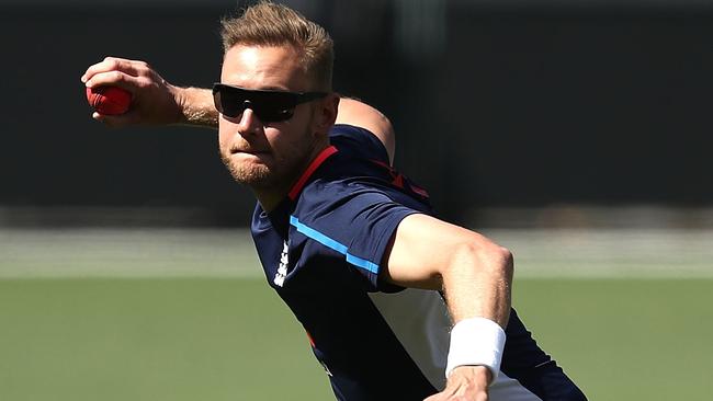 England’s Stuart Broad during a training session at the Adelaide Oval on Wednesday. Picture: Ryan Pierse/Getty Images