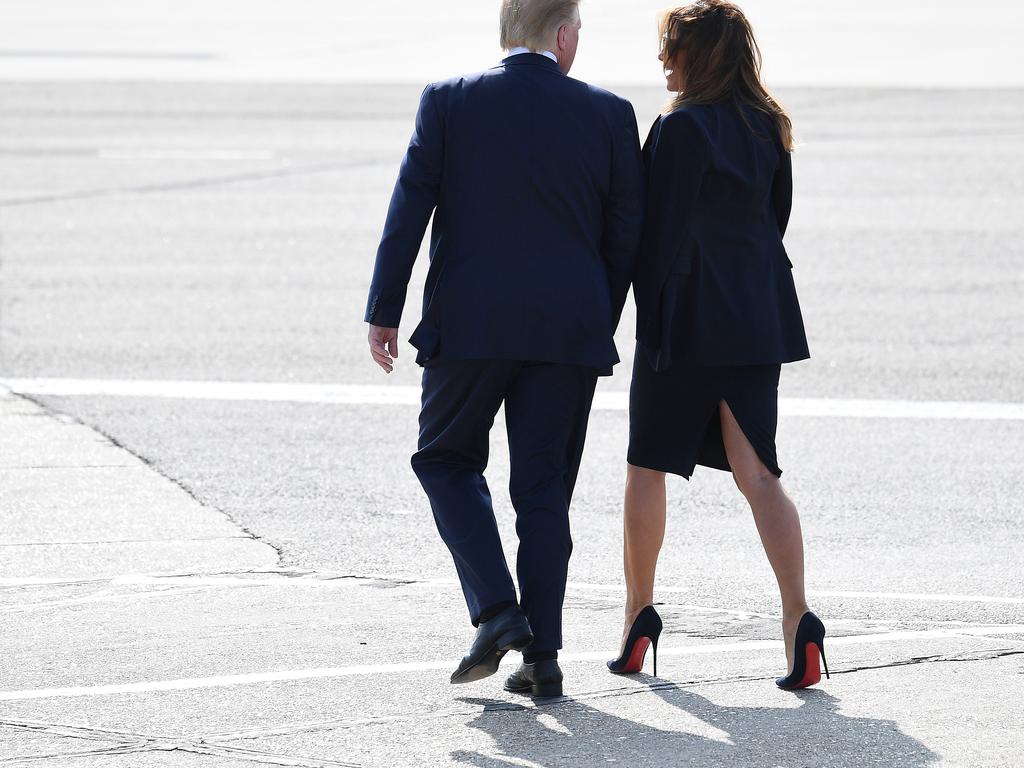 Mr and Mrs Trump headed to the US ambassador’s residence in London on official helicopter Marine One. Picture: Leon Neal/Getty Images