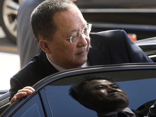 North Korean Foreign Minister Ri Yong Ho flew to New York for the UN General Assembly. Picture: Mark Schiefelbein/AP