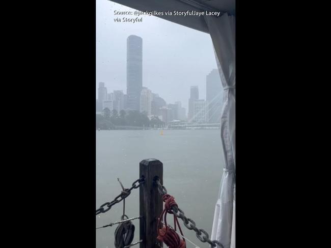 Rain lashing Brisbane as Cyclone Alfred approaches