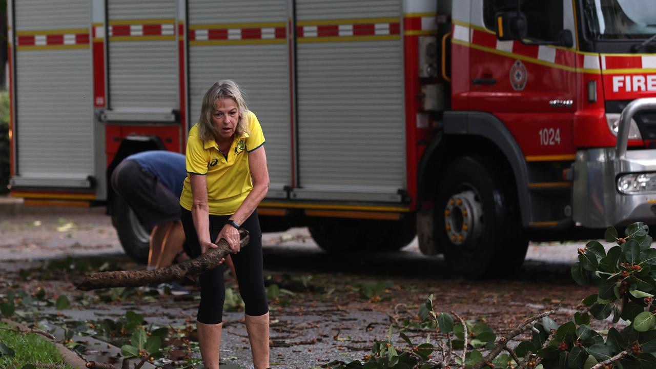 Townsville locals woke early to inspect the damage along The Strand left from TC Kirrily that hit overnight.Picture: Adam Head