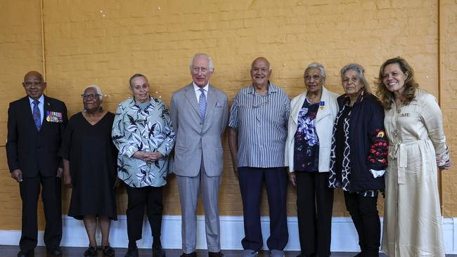 King Charles III poses for a picture with various community leaders during a visit to the National Centre for Indigenous Excellence on October 22 in Sydney. Picture: Toby Melville-Pool/Getty Images