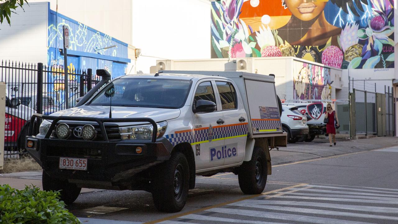 NT Police car in the Darwin CBD. Picture: Floss Adams.