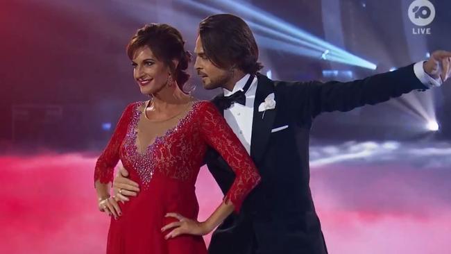 Cassandra Thorburn made her Dancing With The Stars debut with partner Marco De Angelis. Picture: Channel 10