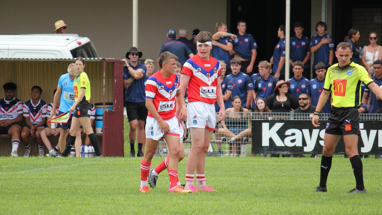 Mitch Sleigh (head strapping) of the Illawarra South Coast Dragons Andrew Johns Cup team. Picture: Kevin Merrigan