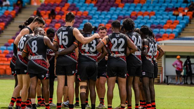 Tiwi are almost certain to get the wooden spoon. Picture: Patch Clapp / AFLNT Media