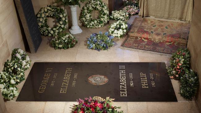 The ledger stone, following the interment of the late Queen Elizabeth II, is installed at the King George VI Memorial Chapel, St George's Chapel. Picture: Getty