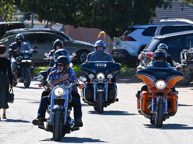 Sal Loiacono, Antonio’s father, arrives at his son’s funeral. Picture: NCA NewsWire / Naomi Jellicoe