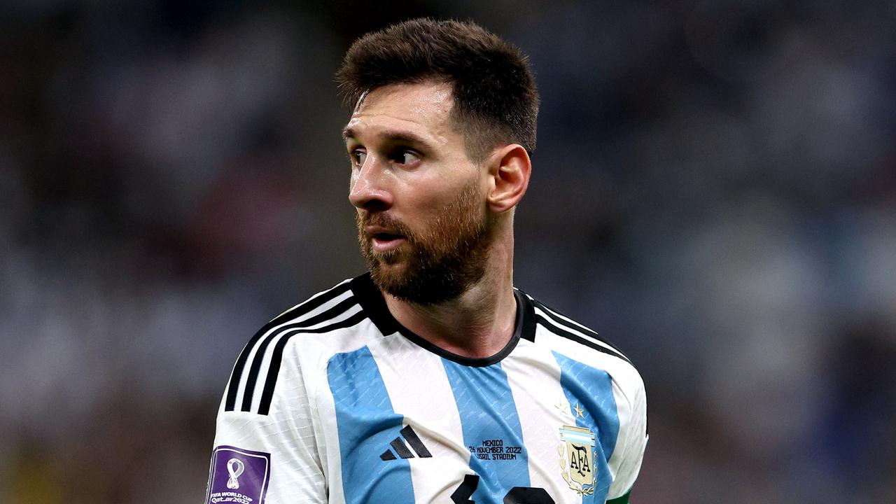LUSAIL CITY, QATAR - NOVEMBER 26: Captain, Lionel Messi of Argentina looks on during the FIFA World Cup Qatar 2022 Group C match between Argentina and Mexico at Lusail Stadium on November 26, 2022 in Lusail City, Qatar. (Photo by Dean Mouhtaropoulos/Getty Images)