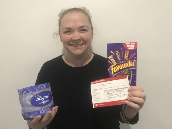 Morayfield Mum in coronavirus lockdown Zoe Hayward was delighted to receive a surprise this morning from her kind postie.