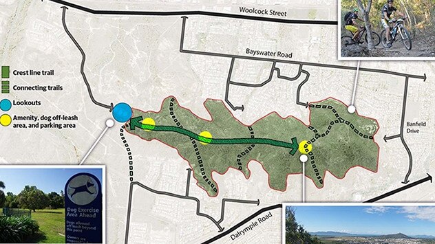 Map of the draft Mount Louisa Open Space Masterplan.