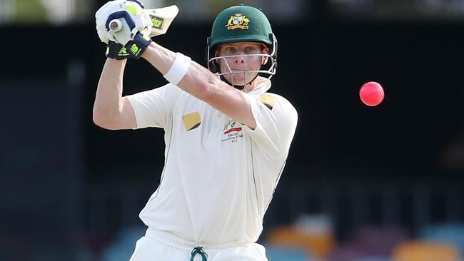 Steve Smith on his way to a half-century against Pakistan. Picture: Peter Wallis